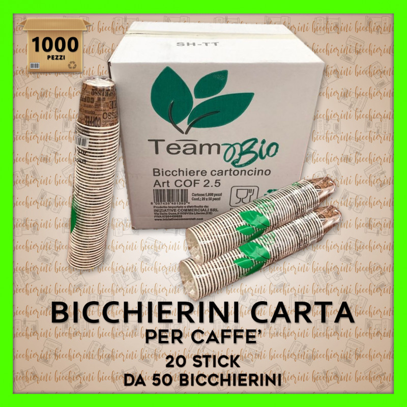 Bicchierini in Carta da Caffè Confezione da 1000 Bicchierini