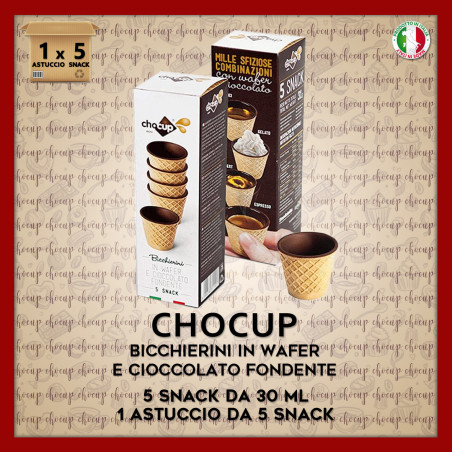 Chocup Mini Wafer con Cioccolato Fondente confezione da 5 Bicchierini