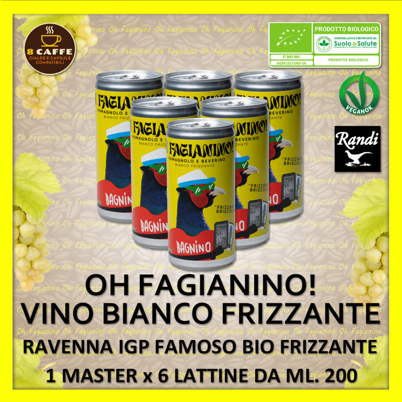 VINO BIOLOGICO BIANCO FRIZZANTE Fagianino Romagnolo Beverino LATTINA GIALLA: MASTER x 6 lattine x ml. 200