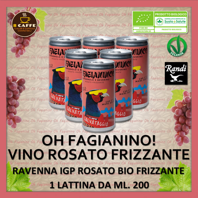 VINO BIOLOGICO ROSATO FRIZZANTE Fagianino Romagnolo Beverino LATTINA ROSA: MASTER x 6 lattine x ml. 200